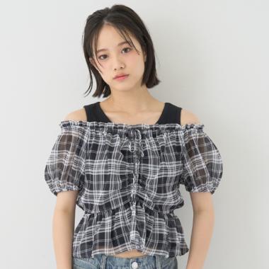 チェックオフショルインナーSET