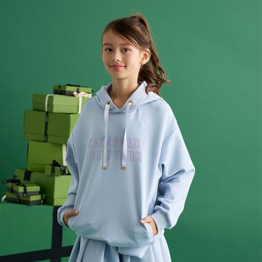 ガールズ ロゴダンボールニットフーディ