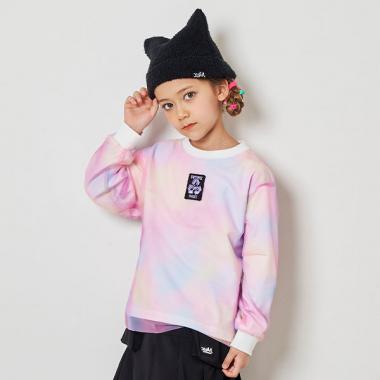チュールプリントレイヤード長袖Tシャツ