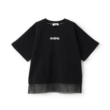カラフルロゴメッシュ切替半袖Tシャツ
