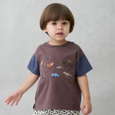 恐竜刺しゅう半袖Tシャツ