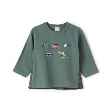 働く車刺しゅう長袖Tシャツ