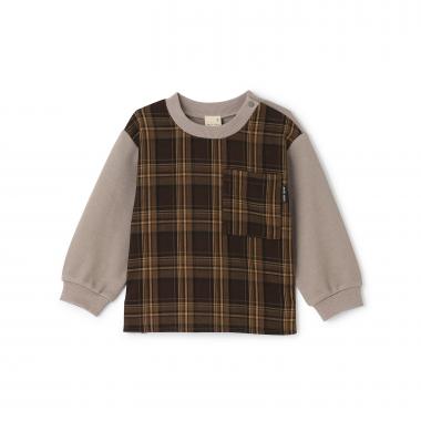 チェックドッキング長袖Tシャツ
