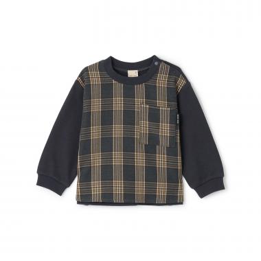 チェックドッキング長袖Tシャツ