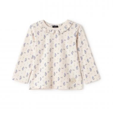 【オーガニック】フリル衿長袖Tシャツ