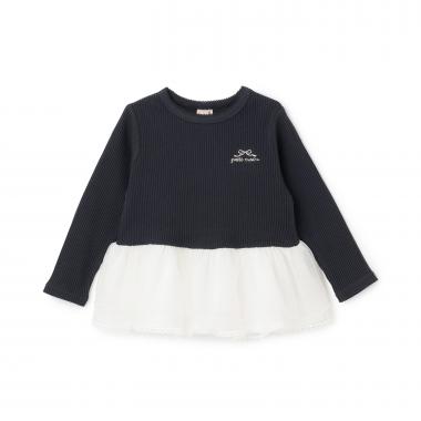 チュールペプラムロゴ長袖Tシャツ