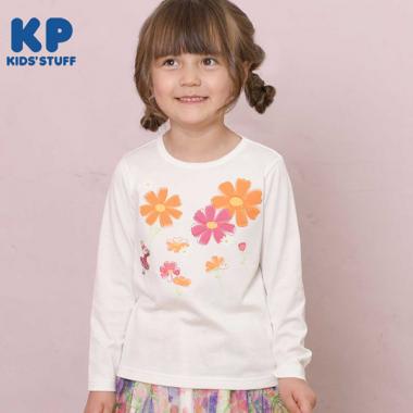 KP コスモスアップリケ長袖Tシャツ(80～140)