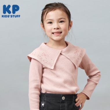 KP ラメ刺しゅうビッグカラー長袖Tシャツ(90～160)