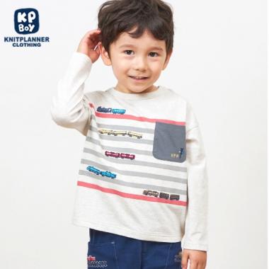 KPBOY 日本製/電車モチーフの長袖Ｔシャツ(80～130)
