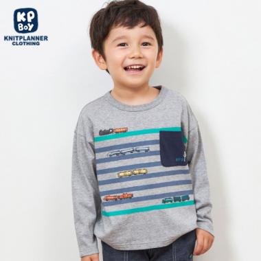 KPBOY 日本製/電車モチーフの長袖Ｔシャツ(80～130)