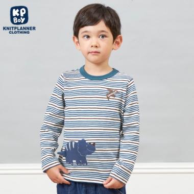 KPBOY 恐竜のマルチボーダー長袖Ｔシャツ(80～120)