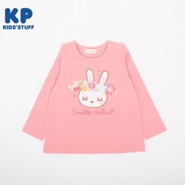 KP 花冠うさぎプリント長袖Tシャツ(80～90)