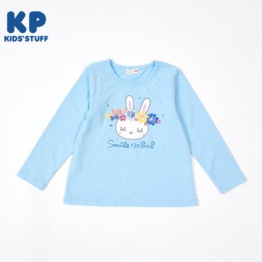 KP 花冠うさぎプリント長袖Tシャツ(80～90)