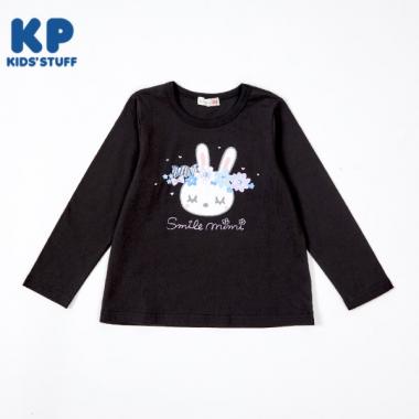 KP 花冠うさぎプリント長袖Tシャツ(80～90)