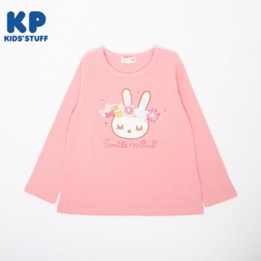 KP 花冠うさぎプリント長袖Tシャツ(100～160)