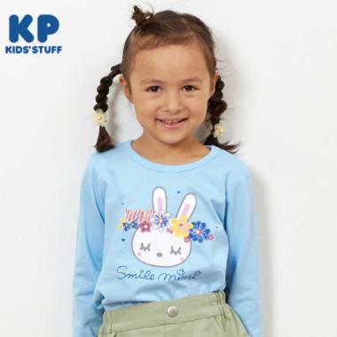 KP 花冠うさぎプリント長袖Tシャツ(100～160)