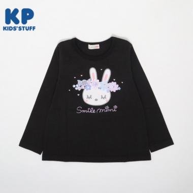 KP 花冠うさぎプリント長袖Tシャツ(100～160)