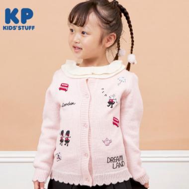 KP(ケーピー)mimi刺しゅうウォッシャブルニットカーディガン(90～140)