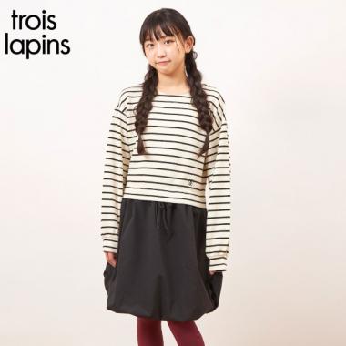 troislapins(トロワラパン)鹿の子ボーダーワンピース(140～160)