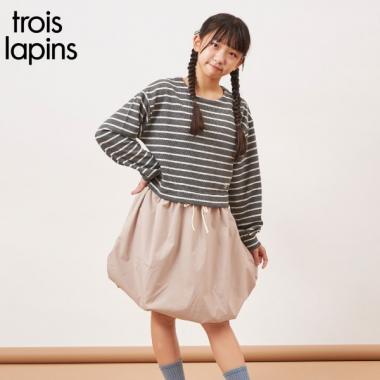 troislapins(トロワラパン)鹿の子ボーダーワンピース(140～160)