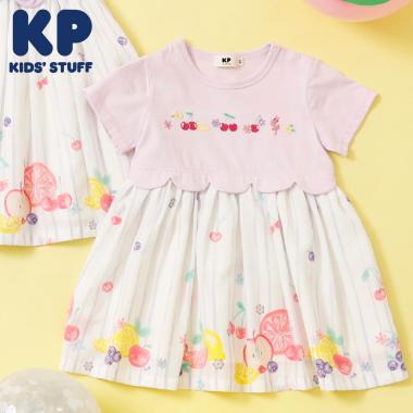 シフォン フルーツ柄プリント ワンピース