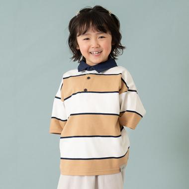 【パパもおそろい】Kids衿つきラガー半T