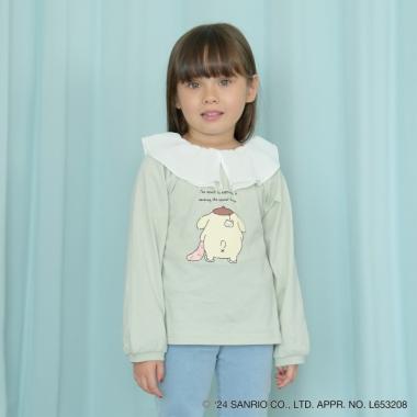 【サンリオキャラクターズ】【どちらが前でもOK!】シアー衿付きAラインプリントTシャツ