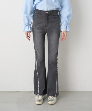 フリンジデニムフレアパンツ
