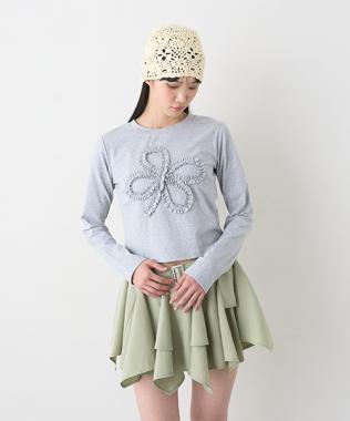 モチーフフリル長袖Tシャツ