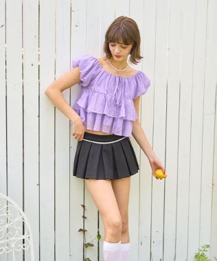 ティアードシアーチェックブラウス