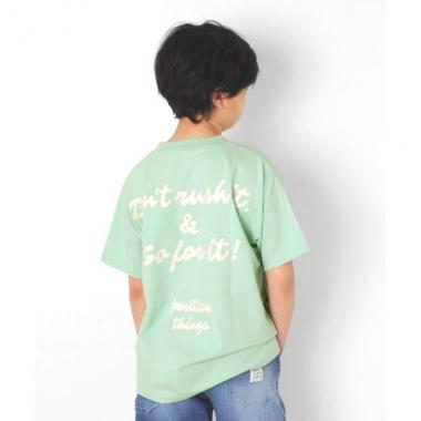 天竺・ドロップショルダーBIGロゴバックプリント半袖Tシャツ