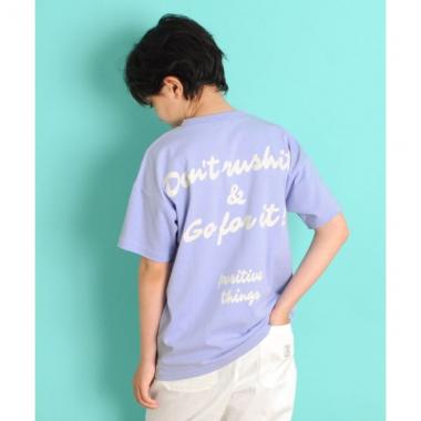 天竺・ドロップショルダーBIGロゴバックプリント半袖Tシャツ