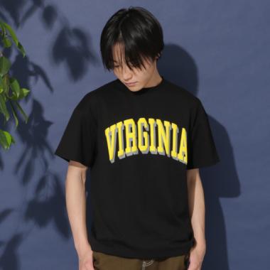 【防虫加工】フロントカレッジロゴ発泡プリント半袖Tシャツ