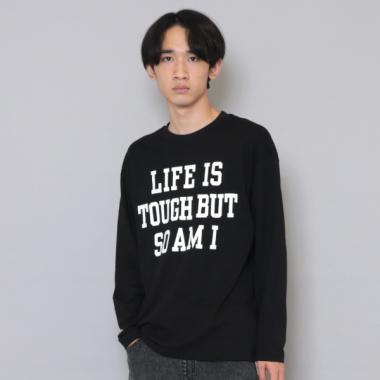 【プチプラ】フロントメッセージロゴ長袖Tシャツ