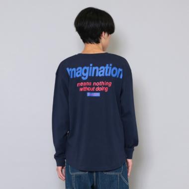 ポケット付きロゴプリント長袖Tシャツ