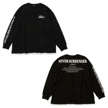 【STREET】バック発砲プリント袖ロゴビッグ長袖Tシャツ