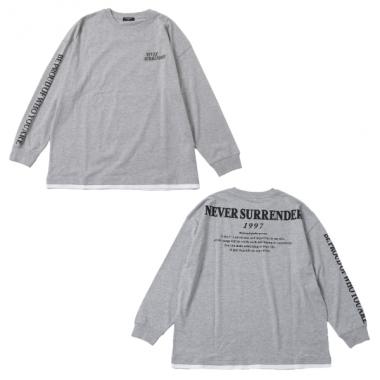 【STREET】バック発砲プリント袖ロゴビッグ長袖Tシャツ