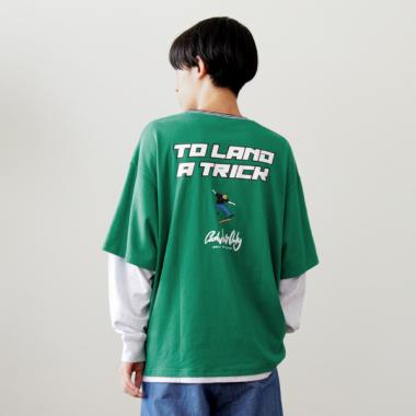 USAコットン・レイヤードボブプリントビッグ長袖Tシャツ