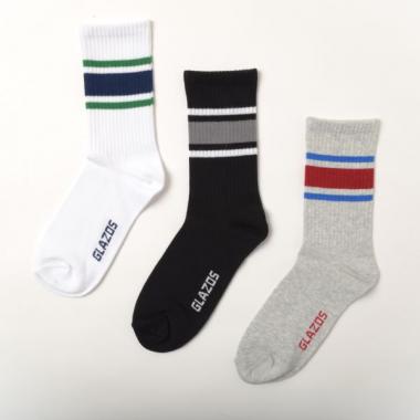 クルー丈ラインソックス３足セット