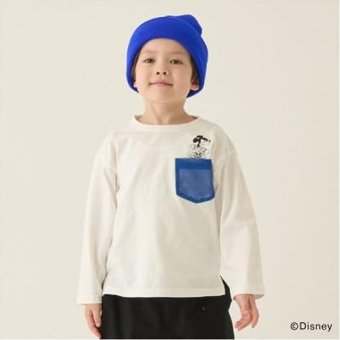 【Disney】 胸ポケットつき長袖Tシャツ