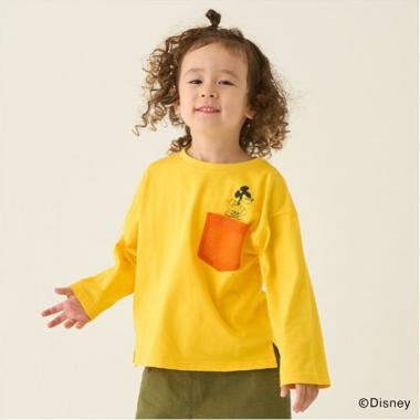 【Disney】 胸ポケットつき長袖Tシャツ