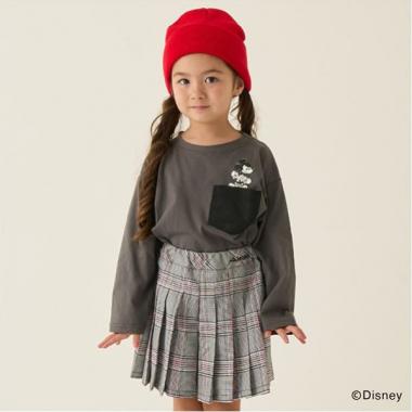 【Disney】 胸ポケットつき長袖Tシャツ