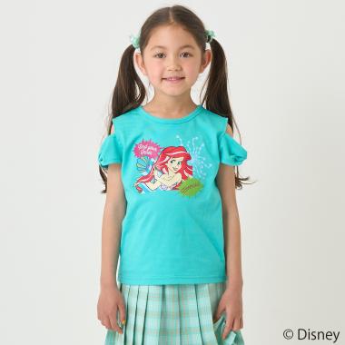 【防汚撥水】【ディズニープリンセス】リボン袖オフショルＴシャツ