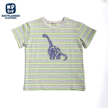 恐竜モチーフボーダー半袖Tシャツ(100～110)