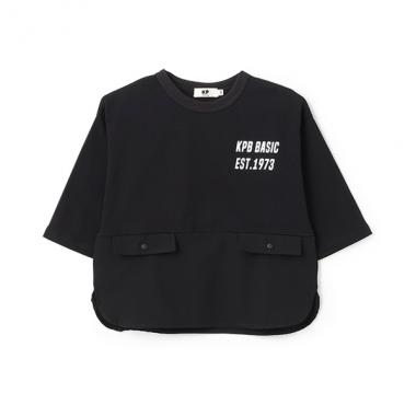 ナイロンストレッチ切り替え７分丈Tシャツ