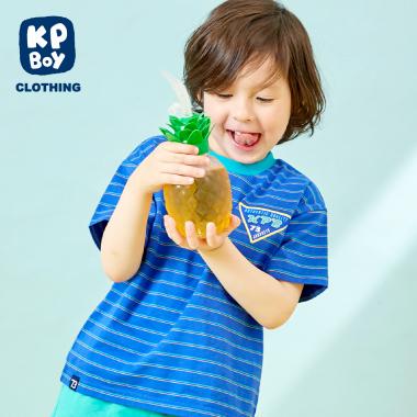 バックプリント マルチボーダー半袖Tシャツ
