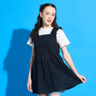 【AMI】カットワーク刺しゅうレースチュニック×インナーTシャツセット