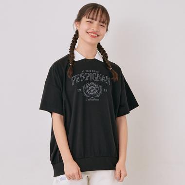 衿つきロゴTシャツ