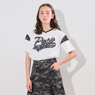レースワッペンロゴ刺しゅうTシャツ