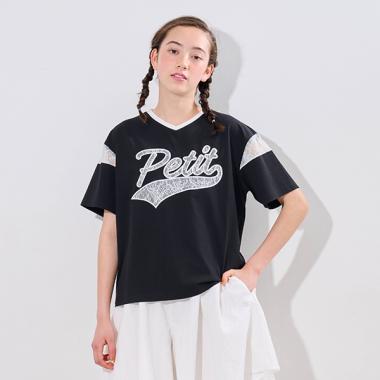 レースワッペンロゴ刺しゅうTシャツ